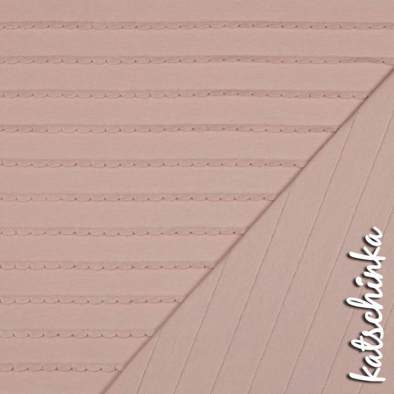 Jersey mit Rüschen Puder 004 | Meterware Strukturjersey